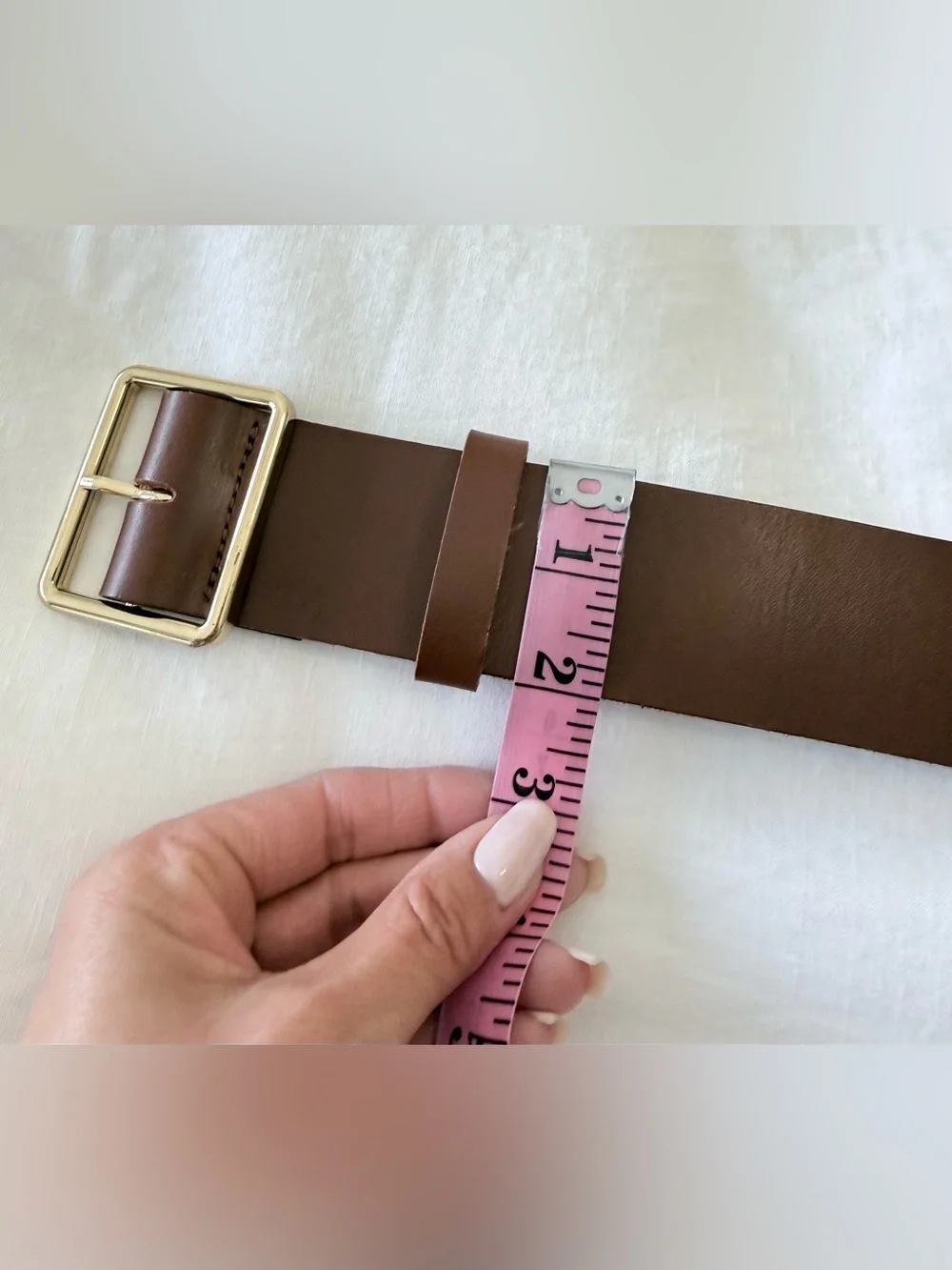 Frame Denim | Women’s Large 34-38” | Brown Leather Wide Belt  | Gold Tone Buckle